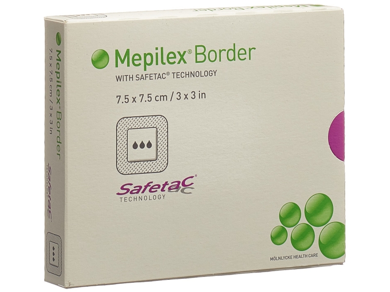 MEPILEX Border pansements hydrocellulaires 7.5 x 7.5cm silicone 5 pièces