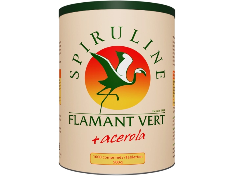 FLAMANT VERT Spiruline + Acerola 500 mg 1000 Comprimés
